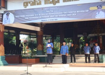 ASN Kabupaten Mojokerto lkrar  Sukseskan Pelaksanaan  Pemilihan Umum Tahun 2024