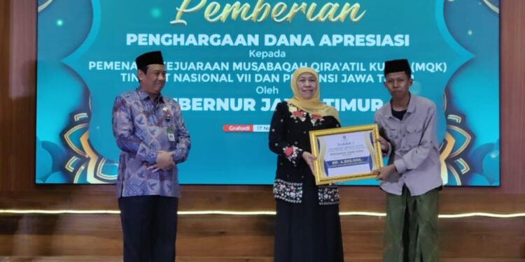 Gubernur Khofifah Beri Apresiasi Kepada 225 Santri Juara MQK