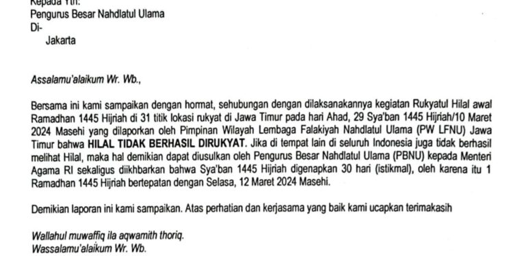 Hasil Tim Rukyat Hilal Laporkan, 1 Ramadhan 1445 H Jatuh Hari Selasa, 12 Maret 2024
