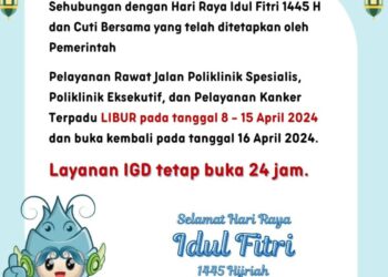 Layanan RSUD. R. T. NOTOPURO Sioarjo Libur. Buka Kembali Tgl 16 April 2024