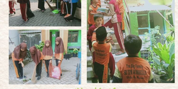 Melihat Kegiatan Jum’at Bersih di SD Ma’arif YPM Sepanjang