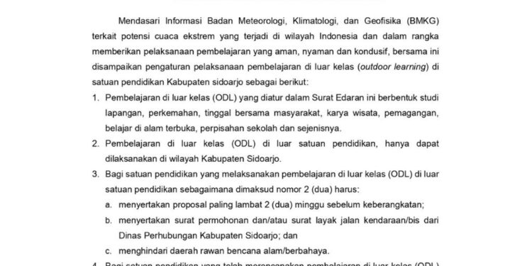Baca…Surat Edaran Penangguhan ODL yang Dikeluarkan Plt Bupati Sidoarjo