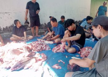 Penyembelihan Hewan Qurban di Musholla Nurul Falah Berjalan Lancar dan Penuh Kebersamaan