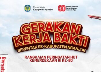 Sambut HUT RI ke-80, Kabupaten Nganjuk Gelar Kerja Bakti Serentak